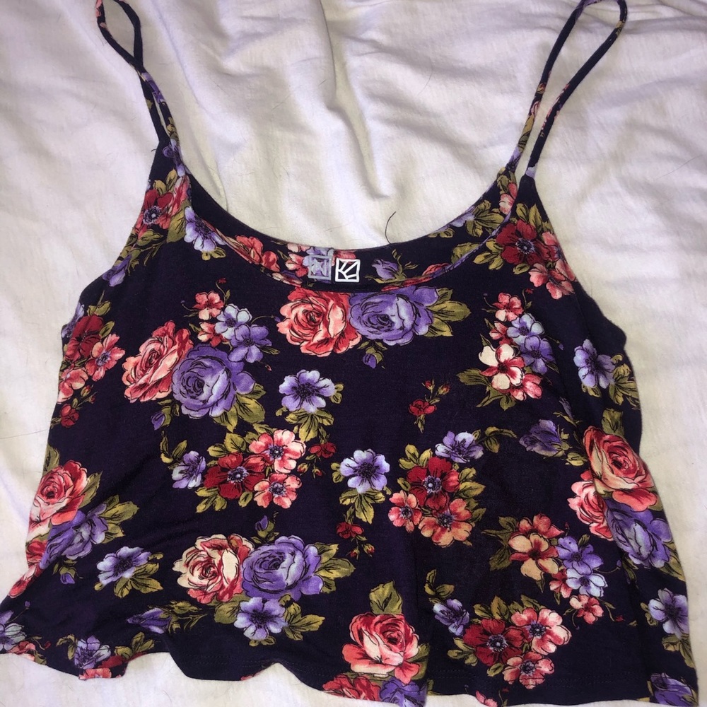 Purple floral crop top